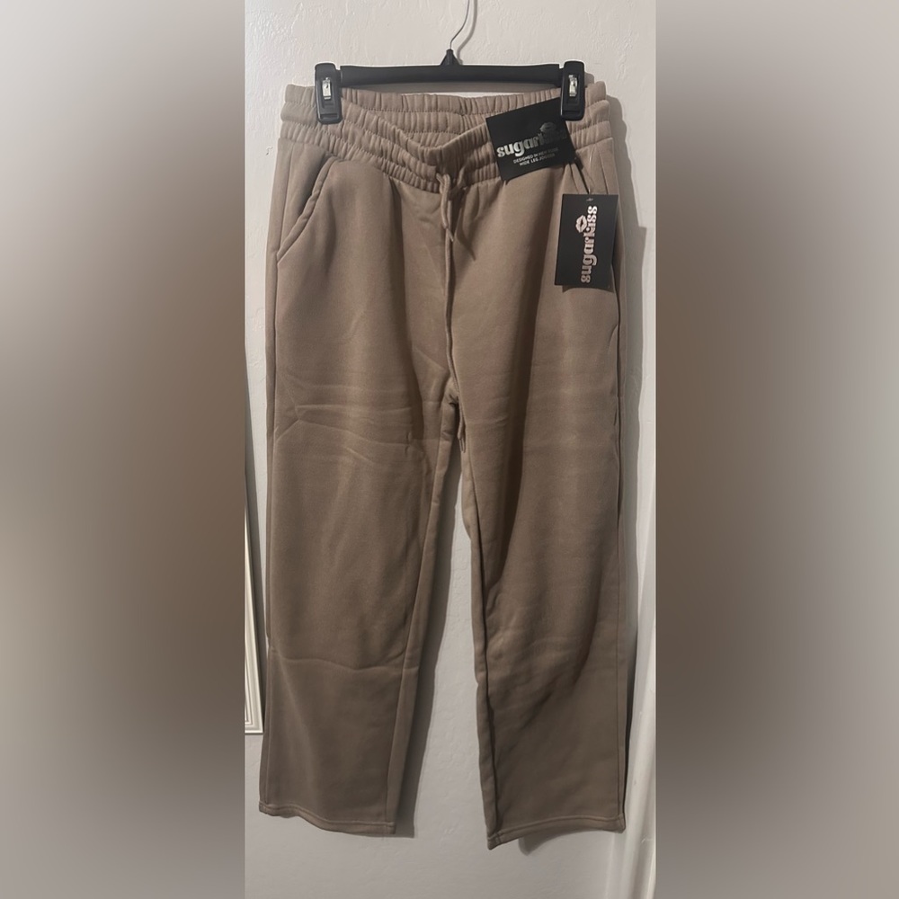 Tan Wide Leg Joggers
